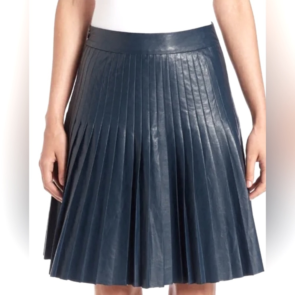 Rebecca Taylor pleated faux leather skirt 6